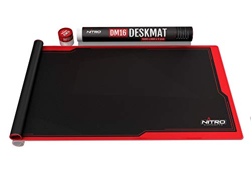 NITRO CONCEPTS DM16 - Gaming Mauspad XXL 1600x800 Millimeter Fransen Freie Ränder Microfaser Großes Mauspad Non Slip Mousepad Gaming - Schwarz/Rot von NITRO CONCEPTS