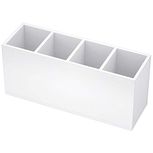 NIUBEE Stiftehalter aus Acryl, 4 Fächer, transparenter Büro Stiftehalter für Arbeitsplatte, Schreibtisch, Zubehör (weiß) von NIUBEE