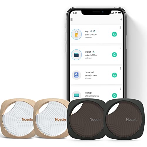 Focus Schlüsselfinder, Bluetooth-Tracker, Artikelfinder mit Schlüsselanhänger für Geschenke, Schlüssel, Haustiergeldbörsen oder Rucksäcke und Tablets, 4 Stück, weiß und schwarz von NIUTAG