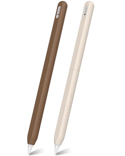 NIUTRENDZ 2 Pack Silikon Hülle für Apple Pencil 2nd Generation Case Cover Ultra Dünn Schutzhülle Zubehör (Beige + Braun) von NIUTRENDZ