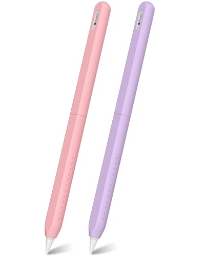 NIUTRENDZ 2 Pack Silikon Hülle für Apple Pencil 2nd Generation Case Cover Ultra Dünn Schutzhülle Zubehör (Pink + Lila) von NIUTRENDZ