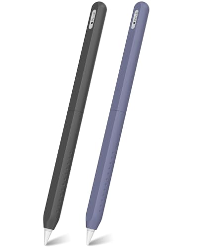 NIUTRENDZ 2 Pack Silikon Hülle für Apple Pencil 2nd Generation Case Cover Ultra Dünn Schutzhülle Zubehör (Schwarz + Mitternachtsblau) von NIUTRENDZ
