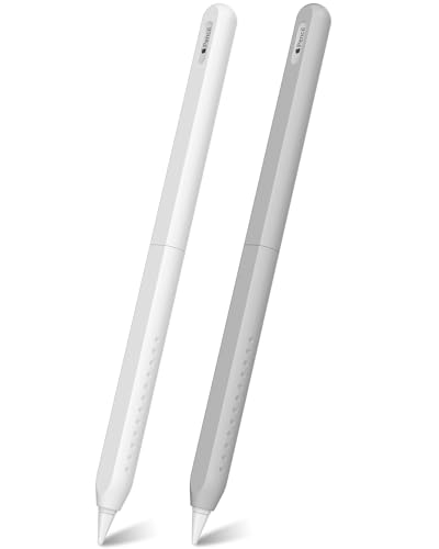 NIUTRENDZ 2 Pack Silikon Hülle für Apple Pencil 2nd Generation Case Cover Ultra Dünn Schutzhülle Zubehör (Weiß + Grau) von NIUTRENDZ