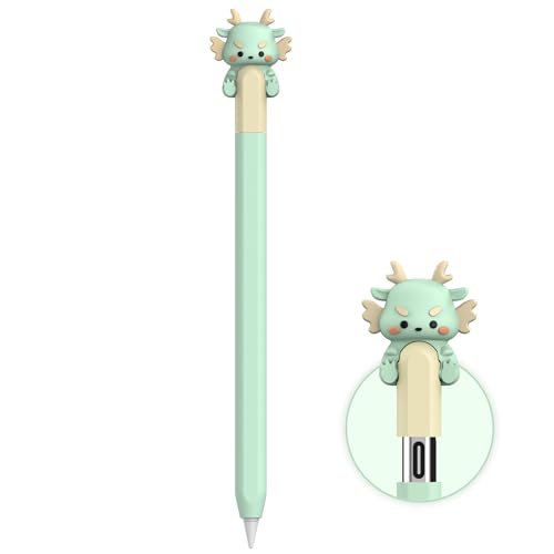 NIUTRENDZ Cute Cow Silikon Hülle für Apple Pencil USB-C Hülle Ultra Dünn Schutzhülle Anti-Rutsch Sleeve Apple Pencil USB-C Zubehör (Green Dragon, Apple Pencil (USB-C)) von NIUTRENDZ