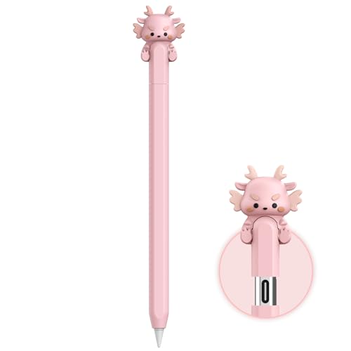 NIUTRENDZ Karikatur Apple Pencil Hülle Süßes Silikon Ärmel Haut Zubehör (Drache Rosa, Apple Pencil 2nd Generation und Apple Pencil Pro) von NIUTRENDZ