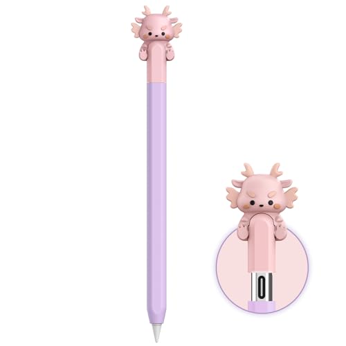 NIUTRENDZ Karikatur Apple Pencil Hülle Süßes Silikon Ärmel Haut Zubehör (Drache Lila, Apple Pencil 2nd Generation und Apple Pencil Pro) von NIUTRENDZ