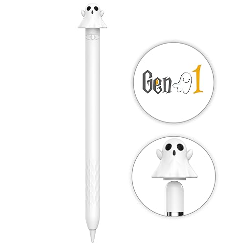 NIUTRENDZ Karikatur Apple Pencil Hülle Süßes Silikon Ärmel Haut Zubehör (Geist, Apple Pencil 1st Generation) von NIUTRENDZ