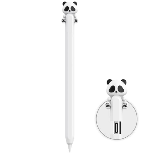 NIUTRENDZ Karikatur Apple Pencil Hülle Süßes Silikon Ärmel Haut Zubehör (Panda Weiß, Apple Pencil USB-C) von NIUTRENDZ