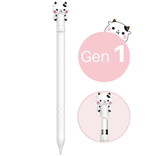 NIUTRENDZ Karikatur Apple Pencil Hülle Süßes Silikon Ärmel Haut Zubehör (Weiß, Apple Pencil 1st Generation) von NIUTRENDZ