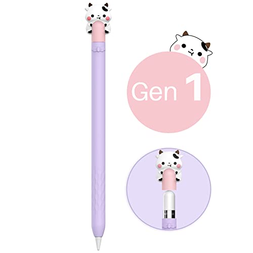 NIUTRENDZ Karikatur Apple Pencil Hülle Süßes Silikon Ärmel Haut Zubehör (Lila, Apple Pencil 1st Generation) von NIUTRENDZ