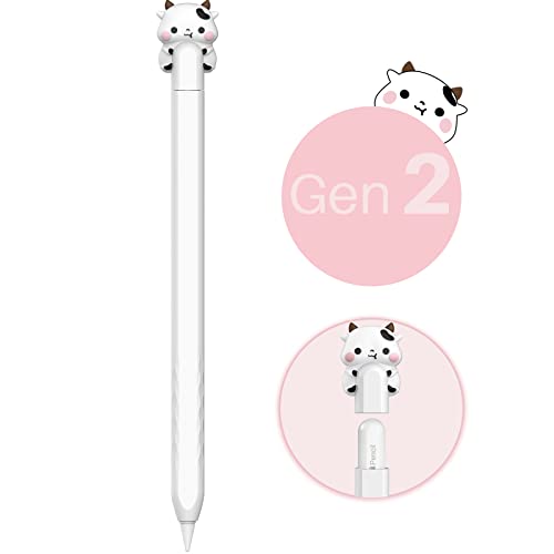 NIUTRENDZ Karikatur Apple Pencil Hülle Süßes Silikon Ärmel Haut Zubehör Kompatibel mit Apple Pencil 2nd Generation (Weiß) von NIUTRENDZ