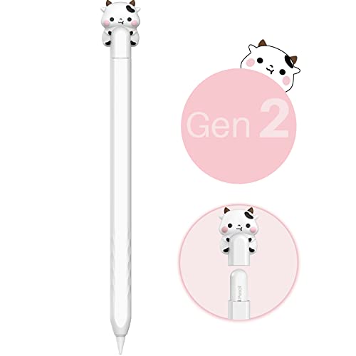 NIUTRENDZ Karikatur Apple Pencil Hülle Süßes Silikon Ärmel Haut Zubehör (Weiß, Apple Pencil 2nd Generation und Apple Pencil Pro) von NIUTRENDZ