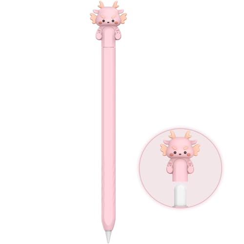NIUTRENDZ Karikatur Apple Pencil Hülle Süßes Silikon Ärmel Haut Zubehör (Drache Rosa, Apple Pencil 2nd Generation und Apple Pencil Pro) von NIUTRENDZ
