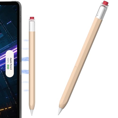 NIUTRENDZ Klassische sechseckige Schutzhülle, kompatibel mit Apple Pencil 2. Generation und Apple Pencil Pro, unterstützt magnetisches Laden und Doppeltippen (Beige) von NIUTRENDZ