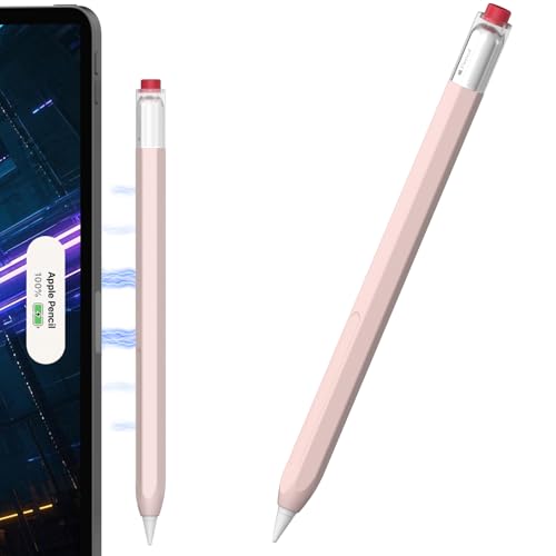 NIUTRENDZ Klassische sechseckige Schutzhülle, kompatibel mit Apple Pencil 2. Generation und Apple Pencil Pro, unterstützt magnetisches Laden und Doppeltippen (Rosa) von NIUTRENDZ