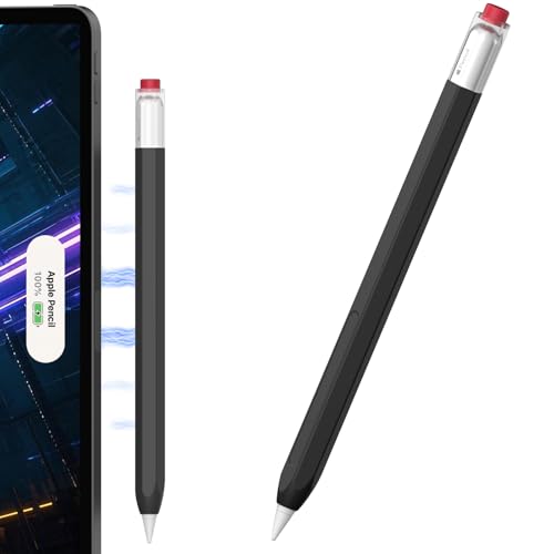 NIUTRENDZ Klassische sechseckige Schutzhülle, kompatibel mit Apple Pencil 2. Generation und Apple Pencil Pro, unterstützt magnetisches Laden und Doppeltippen (Schwarz) von NIUTRENDZ
