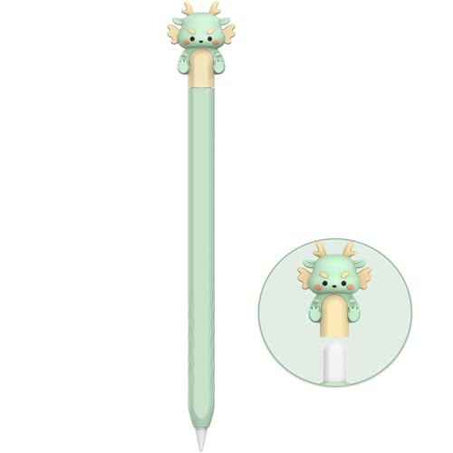 NIUTRENDZ Karikatur Apple Pencil Hülle Süßes Silikon Ärmel Haut Zubehör (Drache Grün, Apple Pencil 2nd Generation und Apple Pencil Pro) von NIUTRENDZ