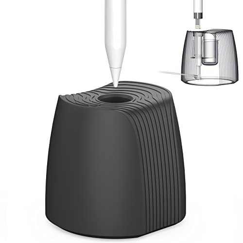NIUTRENDZ Silikon Ständer für Apple Pencil 1. und 2. Generation Ladestation Dock Kompatibel mit Apple Pencil mit/ohne Hülle oder Griff (Schwarz) von NIUTRENDZ