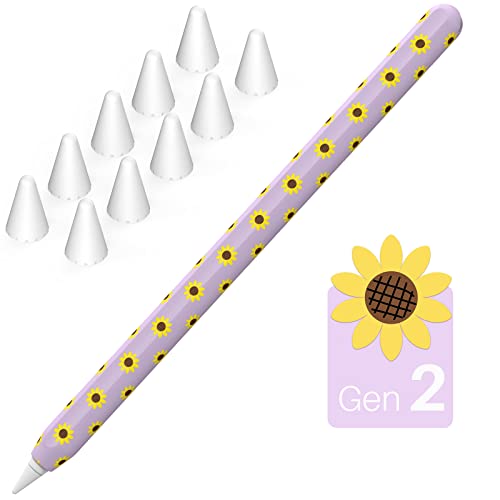 NIUTRENDZ Sonnenblume Hülle für Apple Pencil 2. Generation Schutzhülle Silikon Ipad Pencil Case Apple Pencil Zubehör Apple Pencil Deckel (Apple Pencil 2nd, Lavendel) von NIUTRENDZ