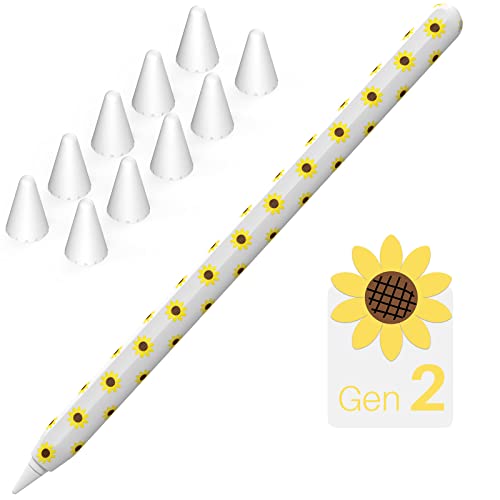 NIUTRENDZ Sonnenblume Hülle für Apple Pencil 2. Generation Schutzhülle Silikon Ipad Pencil Case Apple Pencil Zubehör Apple Pencil Deckel (Apple Pencil 2nd, Weiß) von NIUTRENDZ