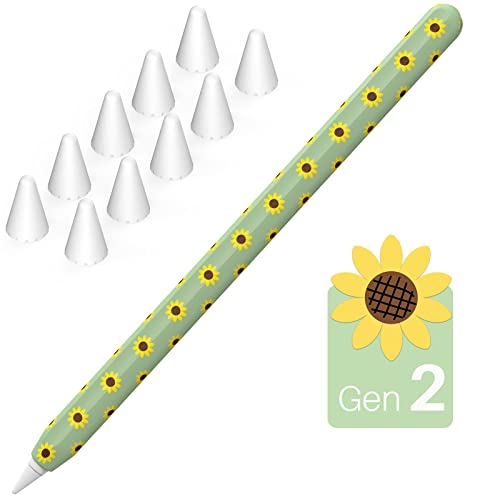 NIUTRENDZ Sonnenblume Hülle für Apple Pencil Schutzhülle Silikon Ipad Pencil Case Apple Pencil Zubehör Apple Pencil Deckel (Sonnenblume+Avocadogrün, Apple Pencil 2nd & Apple Pencil Pro) von NIUTRENDZ