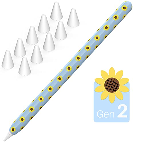 NIUTRENDZ Sonnenblume Hülle für Apple Pencil Schutzhülle Silikon Ipad Pencil Case Apple Pencil Zubehör Apple Pencil Deckel (Sonnenblume+Blau, Apple Pencil 2nd & Apple Pencil Pro) von NIUTRENDZ