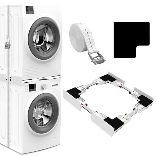 NIUXX Universal Verbindungsrahmen Set für Waschmaschine und Trockner, Zwischeneinbaurahmen Kit für 46-66cm Waschmaschinen Trockner, Stapelbausatz mit Ratschenseil, Zwischeneinbausatz für Waschküche NIUXX Universal Verbindungsrahmen Set für Waschmaschine und Trockner, Zwischeneinbaurahmen Kit für 46-66cm Waschmaschinen Trockner, Stapelbausatz mit Ratschenseil, Zwischeneinbausatz für Waschküche von NIUXX