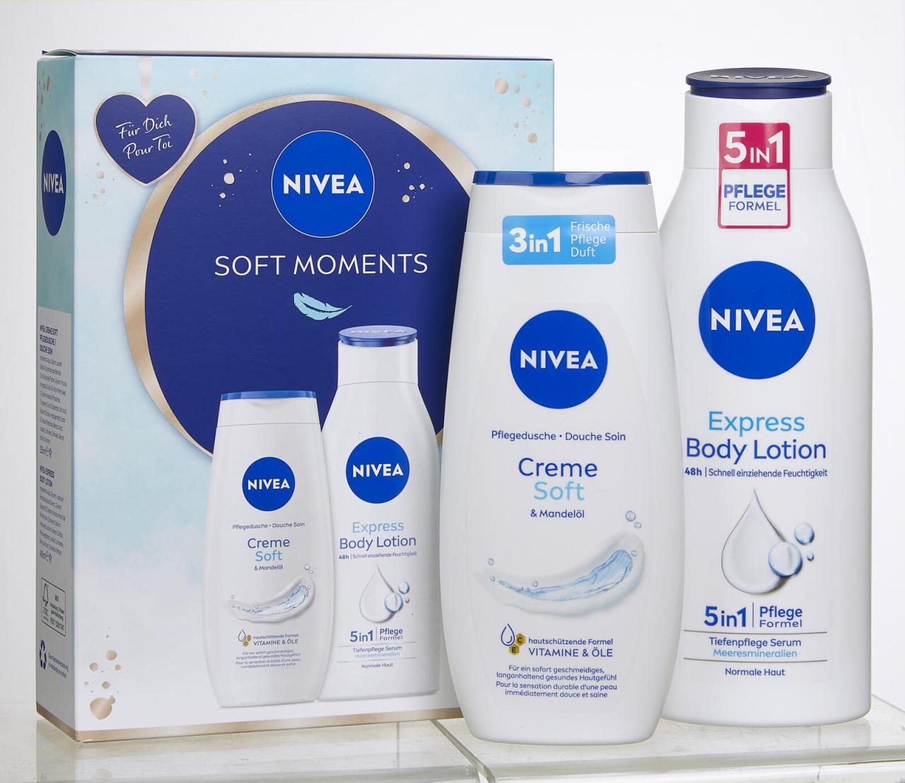 NIVEA SOFT MOMENTS Geschenkset 1 Bodylotion (400ml), 1 Pflegedusche (250ml) NIVEA SOFT MOMENTS Geschenkset 1 Bodylotion (400ml), 1 Pflegedusche (250ml) von NIVEA