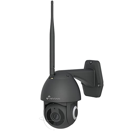 NIVIAN PTZ- Kamera Überwachung 2,4 GHz, Half4K, 360°, Auto-Tracking & Menschenerkennung, Farb-Nachtsicht, Zwei-Wege-Audio, kompatibel mit Alexa & Google Home (Weißes neues Modell) (NVS-IPC-0S2 Black) von NIVIAN