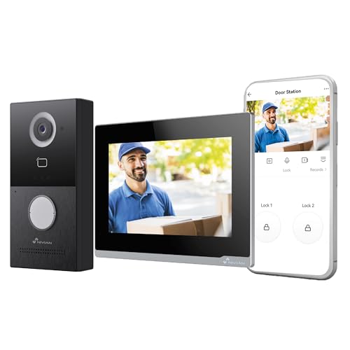 NIVIAN Intelligente WLAN-Gegensprechanlage für den Außenbereich, Full HD, mit Touchscreen, 2-Draht-Verbindung, Sprachsteuerung Alexa/Google, Aufnahmen auf MicroSD – Smart Security-Serie von NIVIAN