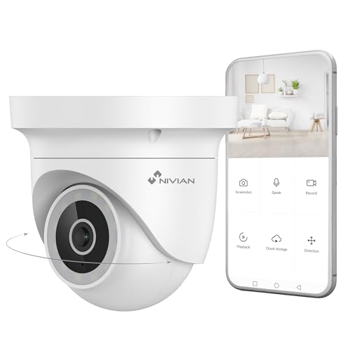 NIVIAN Motorisierte Überwachungskamera 2K mit WiFi, Bewegungserkennung, Nachtsicht, Zwei-Wege-Audio, automatischer Ortung und Sprachsteuerung und Tuya App von NIVIAN