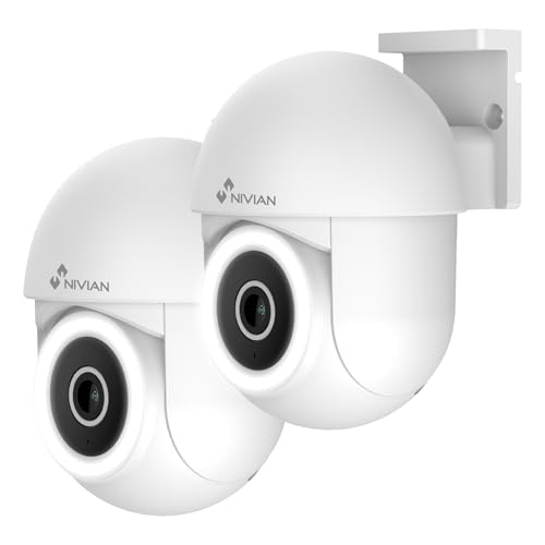 NIVIAN PTZ-Kamera WiFi Mini 2K, 2,4 GHz | Nachtsicht 10 m | Bewegungserkennung und Autotracking | Outdoor IP65 | kompatibel mit Alexa und Google Home | Steuerung über Tuya App (2 EINHEITEN) von NIVIAN