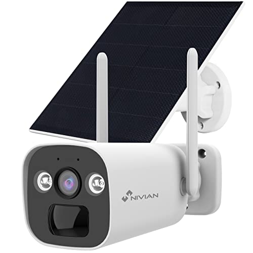 NIVIAN - Überwachungskamera Bullet 4G (SIM) + Solarpanel 5 W - Batterie Lange Lebensdauer 10400 mAh - 2 K Bewegungserkennung und menschliche Erkennung - geeignet für den Außenbereich, Nachtsicht, von NIVIAN