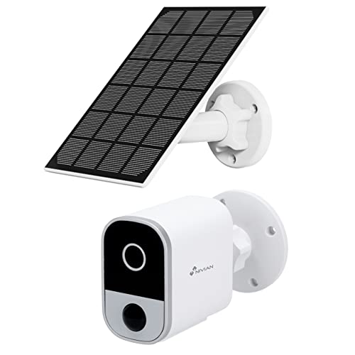 NIVIAN WiFi Überwachungskamera mit Solarpanel | 5200mAh, 2-5 Monate | FullHD, Nachtsicht, Audio | Bewegungs-/Menschenerkennung | Alexa, Google, Tuya kompatibel von NIVIAN