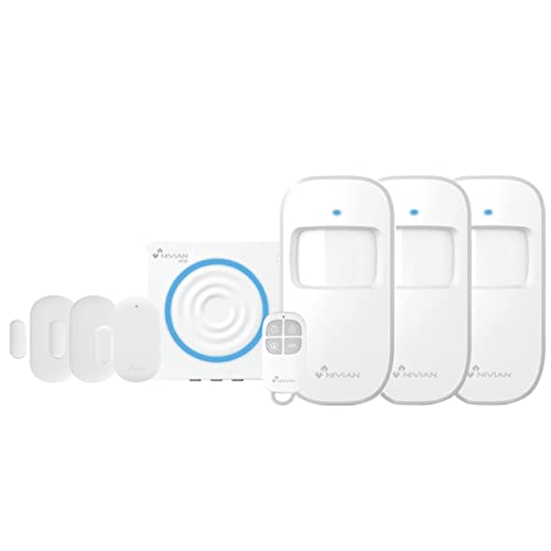 Nivian Alarmanlage für Haus und Geschäft ohne monatliche Gebühren | WLAN-Alarm-Set mit Fernbedienung über Tuya App | SOS-Funktion | einfache Installation ohne Kabel von NIVIAN