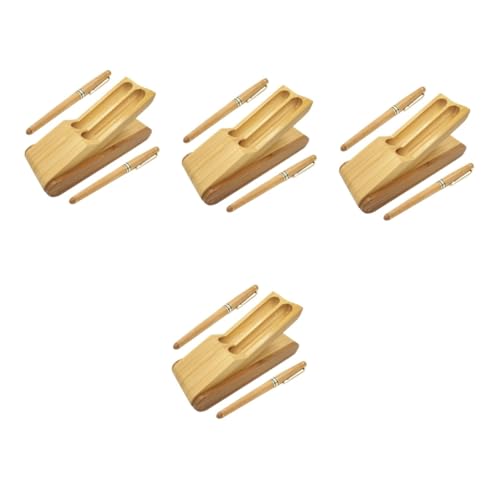 NIYANGLE 4 Sätze Stift-Set Signierstifte für einfacher Füllfederhalter Schreiben, Signieren, Stift praktischer Signierstift Studenten Stift glatter Schreibstift Etui Bambus von NIYANGLE