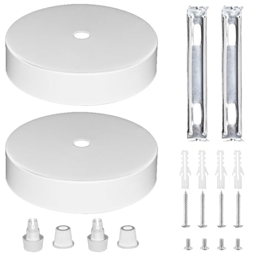 2 Stück Lampen Baldachin 80 x 25 mm, Kabelabdeckung Decke Metall, Baldachin Lampe, Baldachin Weiß, Kabelabdeckung Deckenlampe, Lampenbaldachin Weiß, Deckenbaldachin von NIYATA
