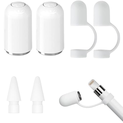 8 Pcs Kappe, Zubehör, Deckel, Ersatzkappe, Cap, Kappenhalter für Apple Pencil, Apple Pencil Kappe 1. Generation, Kappe für Apple Pencil 1. Generation, Deckel Ersatz, Ersatzkappe für Apple Pencil von NIYATA