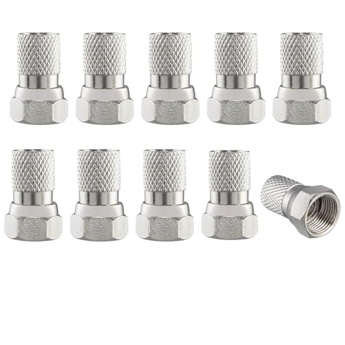 NIYATA 10 Stück F-Stecker, TV-Antennenadapter, 7 mm Typ Koaxial, F-Buchse, TV-Buchse, für Antennenkabel (metrisch) von NIYATA