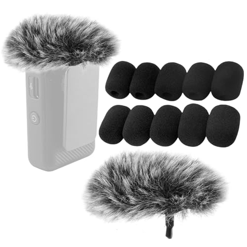 NIYATA 2 x Mikrofon-Windschutz für DJI MIC 2, 12 Stück Schaumstoffabdeckungen, pelziger Windschutz, Mikrofonschutz, Geräuschfilter für Lavalier/Handmikrofon (14 Stück) von NIYATA