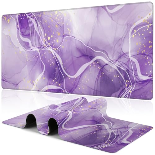 Aquarell-Schreibtischunterlage aus violettem Marmor, große violette Marmorstruktur, Gaming-Tastatur-Mauspad, rutschfeste Gummiunterseite, Schreibtischunterlage, dick genähte Kanten, wasserdichtes Aquarell-Schreibtischunterlage aus violettem Marmor, große violette Marmorstruktur, Gaming-Tastatur-Mauspad, rutschfeste Gummiunterseite, Schreibtischunterlage, dick genähte Kanten, wasserdichtes von NIYLYNSYN