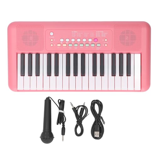 32 Elektronische Tastatur der Taste, 32 Digital Klavier 32 Tasten Tragbare Tastatur mit 16 Tönen 10 Rhythmen Demo -Songs Aufnehmen Wiedergabemikrofon für Anfänger Kinder (erdbeerrot) von NIZUUONE