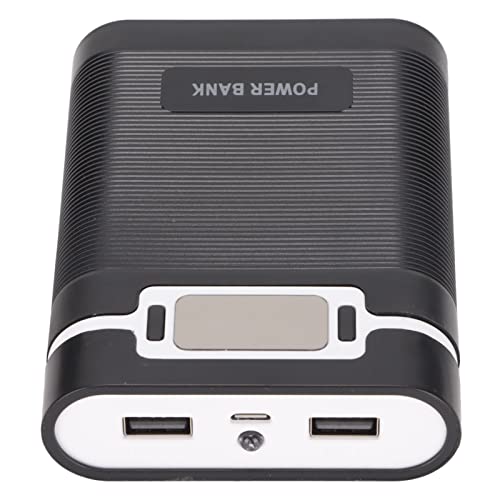 DIY Mobile Batterieladegerät Power Bank 4 Batterien Kapazität Box Mikroeingang 2-Wege-Aufladung mit LCD-Display Tragbares Notladegerät für Reisegeschäft ABS M08 (Black) von NIZUUONE