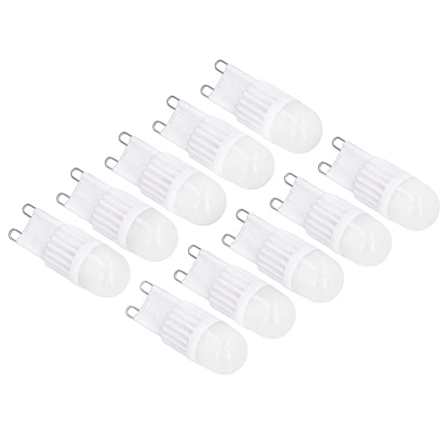 G9 LED-Leuchtmittel, Dimmbar, 2 W, 500 Lm, Energiesparend, Kronleuchter, Deckenleuchte, Wandleuchte, 10 Stück, 220 V (weißes Licht) von NIZUUONE