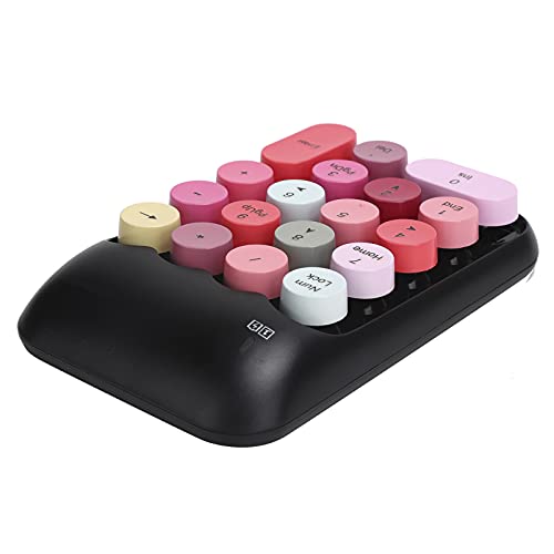NIZUUONE Kabellose Vintage-Taste mit Runder Kappe, Mechanischer Ziffernblock, Notebook-Desktop, 18 Tasten (x910 Schwarze kabellose Tastatur in gemischten) von NIZUUONE
