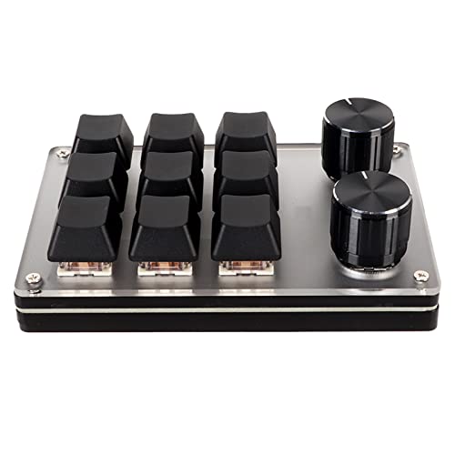 NIZUUONE Roter Schalterknopf, Makro-Tastatur, Ergonomische USB-Tastatur für Desktop-PC (9 Tasten mit 2 Knöpfen) von NIZUUONE
