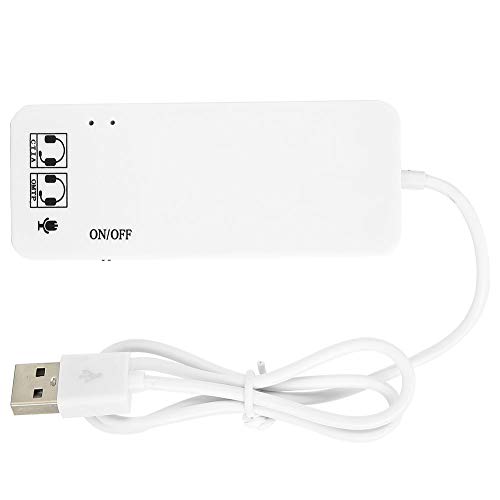 NIZUUONE USB 2.0-Hub auf 3 USB 2.0-Anschlüsse + Kopfhörermikrofon mit 7.1-Kanal-Sound-Adapter-Splitter, Kompakt für Laptops, Tablets (White) von NIZUUONE