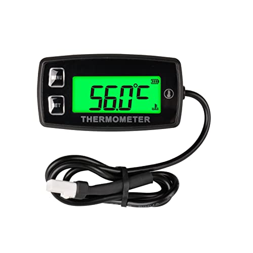 NInE-ROnG Full-View Digital LCD Engine Thermometer Temperature Gauge Over-Temperature Alert Battery Replacement for Motorcycle Scooter Dirt Bike ATV Outboard Motor Marine Snowmobile Engine von NInE-ROnG