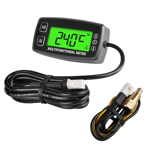 NInE-ROnG Hintergrundbeleuchtung LCD Drehzahlmesser Motor Öl Wasser Thermometer Digitalanzeige Austauschbare Batterie für Motorrad ATV Boot Marine Kompressor Reiniger (TS001) von NInE-ROnG