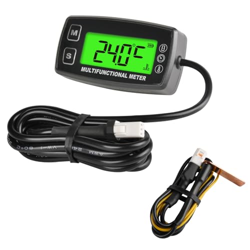 NInE-ROnG Hintergrundbeleuchtung LCD Drehzahlmesser Motor Öl Wasser Thermometer Digitalanzeige Austauschbare Batterie für Motorrad ATV Boot Marine Kompressor Reiniger (TS003) von NInE-ROnG